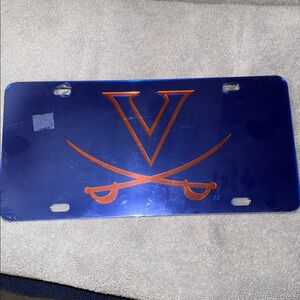 Blue and Orange Virginia License Plate with V Logo